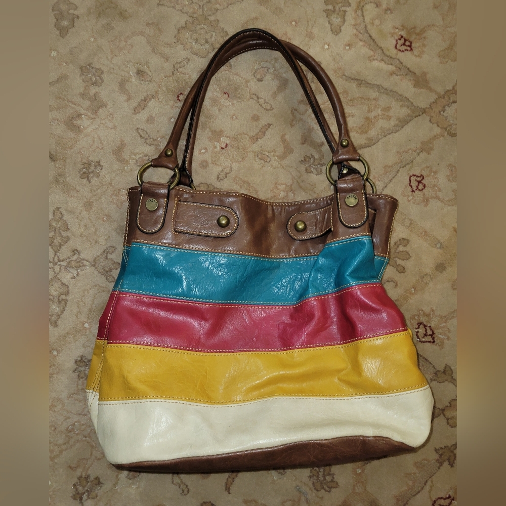Axcess Liz Claiborne Striped Y2k Boho Tote Shoulder Bag